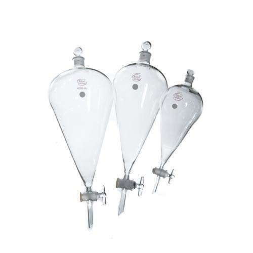 Wilmad-Lab Glass LG-8420-104 Squibb Globe Style Separatory Funnel with Glass Stopper and Stopcock, 125 mL Capacity