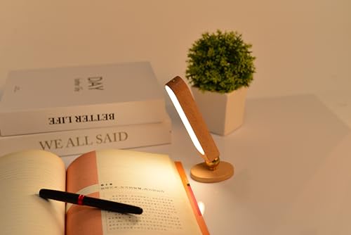 Image of Wooden Led Light Rotatable Magnetic Rechargeable Battery Operated Touch Control Gifts for Girls Boys Kids Classmate Book Light for Reading Stepless Dimming Brightness