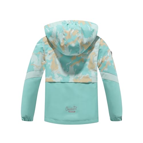 Image of MGEOY Kids Rain Jacket, Waterproof Lightweight Hooded Windbreaker for Boys Girls 4-14Y
