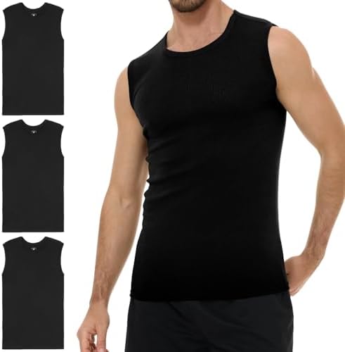 YouShow Tank Top Herren 3er Pack 100% Baumwolle Ärmellos Unterhemd | Breite Träger für mehr Abdeckung, weich und atmungsaktiv, feuchtigkeitsabsorbierend, vielseitig tragbar, etiket