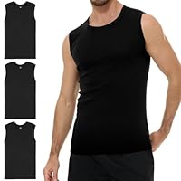 YouShow Unterhemd Herren Schwarz Tank Top Ärmellos Baumwolle Sport Muskelshirts Sommer XL 3er Pack