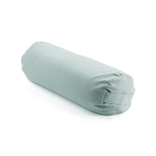 Myga Buckwheat Support Bolster Pillow Soft & Comfortable Yoga Cushion for Restorative & Pregnancy Yoga Organic Buckwheat Filling and Removable Cotton Cover with Carry Handle 63 x 25cm (Teal)