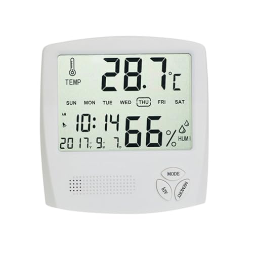 OFFSCH Hygrometer Temperature Gauge Meter Humidity Gauge Electronic Thermometer Monitor Digital Display White