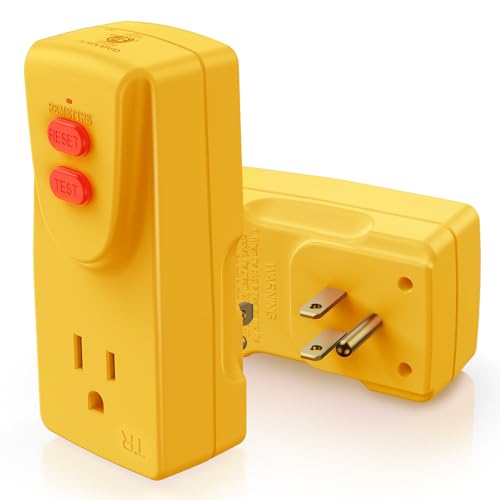 OAONAN GFCI Adapter 15 Amp 3 Prongs Grounded, 5 Years Warranty, GFCI Plug Portable Plug-in Ground Fault Circuit Interrupter to Protect Electric Safety for Pressure Washer, Hot Tub, Air Conditioner