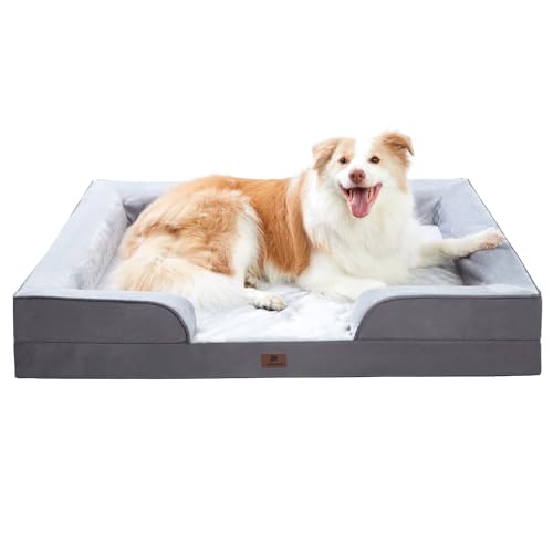 Orthopedic-Dog-Bed-for-Large-Dogs-Bolster-Egg-Crate-Foam-Dog-Sofa-with-Waterproof-Removable-Washable-Cover-Non-Slip-Bottom-Extra-Head-and-Neck-Support-Cozy-Flannel