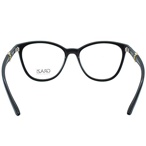 Óculos de Grau Grazi Massafera GZ3047 F700 Preto Com Cristais Da SWAROVSKI Lente Tam 52
