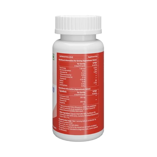 Image of Aarkios Quinzyme 200 CoQ10 Supplement with Ubiquinol & Flaxseed | 200mg Coenzyme Q10 Capsules | Supports Energy, Heart & Antioxidant Health | 30 Capsules