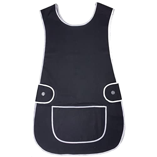 BITALY Universal Tabard Apron for Men and Women Various Colour Overall Kitchen Catering Cleaning Bar Pocket Small Black Colour UK 12-14