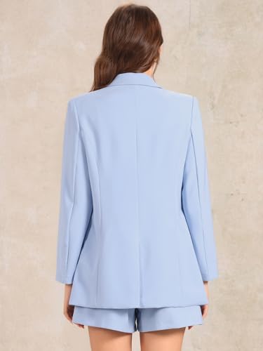 Allegra K 2 Piece Set for Women's Long Sleeves Blazer and Short Pants Suit Sets3