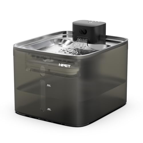 NPET Wireless Cat Water Fountain, 4L/1Gallon Battery Operated Pet Fountain with Smart Motion Sensor, 4000mAh Rechargeable Battery & Quiet Pump, Automatic Cordless Water Dispenser for Cats, Dogs,Pets