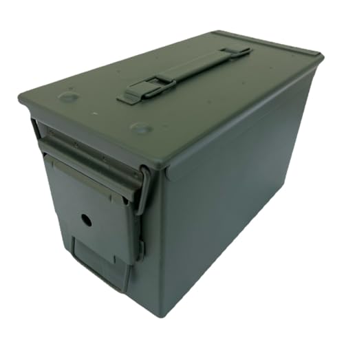 GREENZONE New .50 Cal Mil Spec Metal Army Ammo Military Storage Tin with Removable Hinged Lid with Rubber Waterproof Seal - UK Company