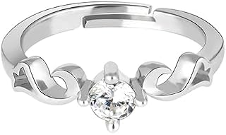 GIVA 925 Sterling Silver Zircon Beachy Waves Ring For Women, Adjustable - Gift for Her (Certificate of Authenticity & 925 ... Price In India