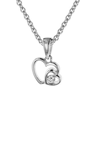 Preisvergleich Produktbild trendor Anhänger Herzen mit Halskette für Mädchen Silber 925 08804