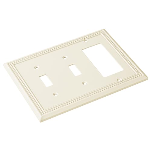 Image of Henne Bery Sunken Pearls Heavy Duty Decorative Wall Plate Switch Plate Outlet Cover (Double Toggle /Single Decorator, Light Almond)
