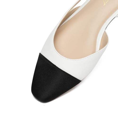 Image of Athlefit Slingback Flats for Women Square Toe Ballet Flats Work Dress Shoes