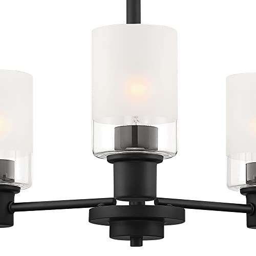 Designers Fountain Cedar Lane 3-Light Chandelier With Clear Etched Glass Shades, Matte Black, D236M-3Ch-Mb #TOP3