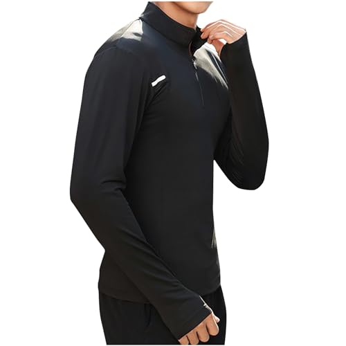 Men 1/4 Zip Long Sleeve Pullover UPF 50+ Sun Shirt Quick Dry