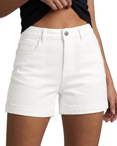 luvamia High Rise Shorts for Women Cream White A Line Jean Shorts Womens Vacation Outfits Size Large Size 12 14