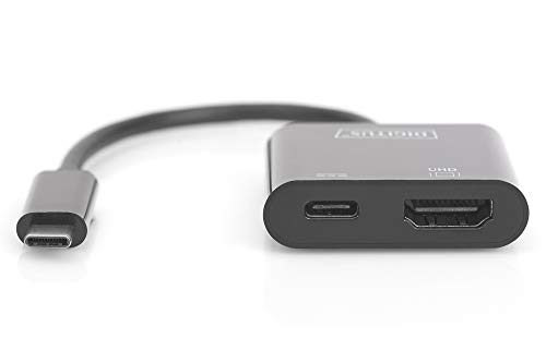 Adaptador USB tipo C a HDMI DIGITUS convertidor gráfico multipuerto con carga USB C 4K 3