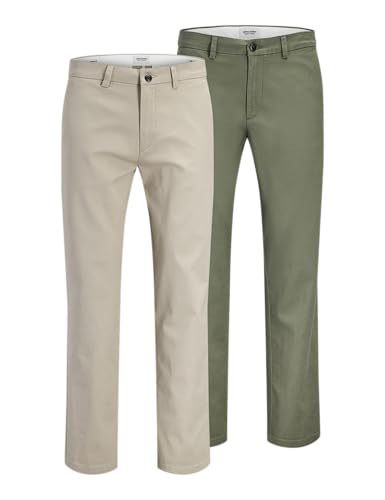 JACK & JONES Jpstollie Dylan Chino MP 2Pk, Deep Lichen Green, 32W / 34L (Pack de 2) Hombres