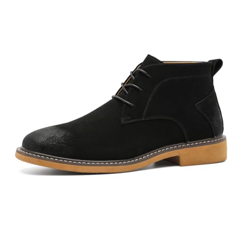 Botines de Vestir para Hombre en Cuero PU Gamuza | Botas Oxford Chukka con Cordones | Zapatos cómodos clásicos para Trabajo, Negocios y Moda Casual,Negro,45 EU