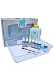 zytera Ebru Marbling Starter Kit with 8 Colors, 9x13 in (23x33 cm) Tray, Tools, 1 qt (1 L) Kitre, and 10 A4 Sheets - Beginner Art Craft Set
