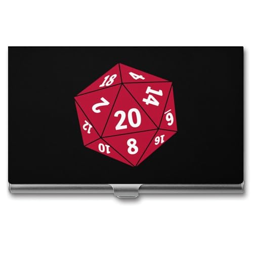 D20 Dice Business Card Holder Slim Metal Case Pocket Wallet for Men Women