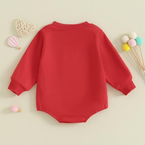 Baby Boy Girl Valentines Outfit Mama's Little Love Sweatshirt Romper Oversized Long Sleeve Bubble Onesie Clothes3