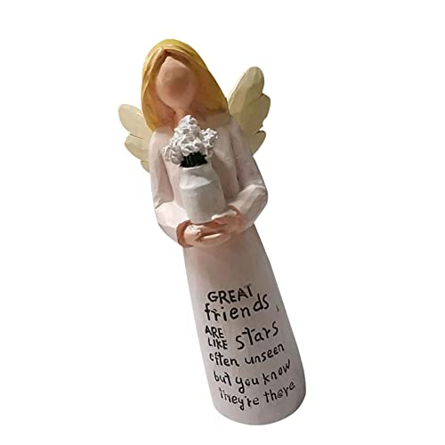 Yeeda Figura de ángel de la guarda, figura de resina curativa, estatua de ángel de la amistad, escultura, figuras pintadas a mano, regalo de aliento, amor, gratitud, tristeza