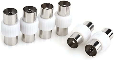 JEEUE Nickel Plated 3Female to Female + 3Male to Male TV Aerial Coaxial Coupler Adapter Plug - 6PCS