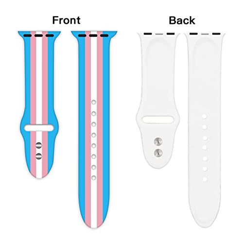 Transgender Pride Flag Watch Band Compatible with Apple Watch 38mm 40mm 41mm 42mm 44mm 45mm for Women Men Gifts Sport Silicone Wristbands Strap for IWatch Series 7 6 5 4 3 2 1(42mm/44mm) …