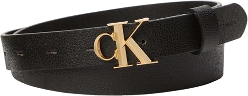 Calvin Klein Facted Ck Buckle 25Mm Pebble YIH - BLACK ANTIQUE LIGHT GOLD 85