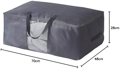 SCM Duvet Storage Bag with Zips Grey - Four Carry Handles - Clear Window Design - Grey Large Capacity Under Bed Storage Bag for Comforters, Blankets, Bedding, Clothes, Quilts