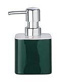 WENKO Seifenspender Elmo Grün Keramik - Flüssigseifen-Spender, Spülmittel-Spender Fassungsvermögen: 0.27 l, Keramik, 7.5 x 13 x 8.5 cm, Grün