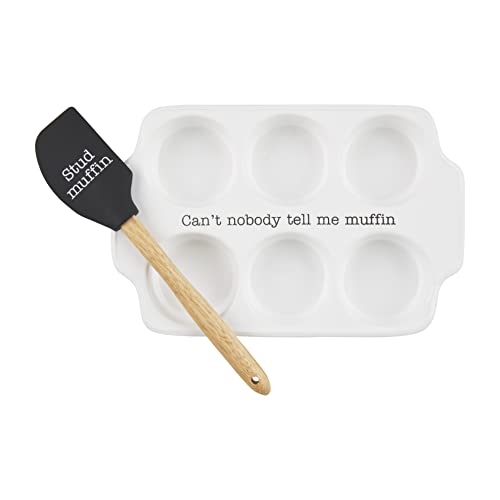 Mud Pie Circa Muffin Tray And Spatula Set, White, 12" X 8" #TOP22
