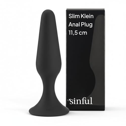 Sinful Slim Analplug Klein - Analplug Silikon Small für Anfänger - Butt Plug für Frauen und Männer - 8 cm langen Plug Sexspielzeug Analplug für Paare - Schwartz