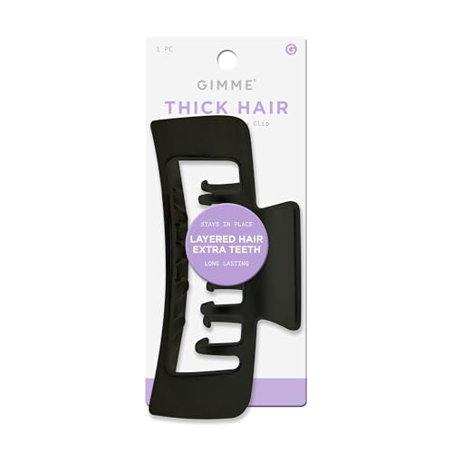 Gimme Beauty XL Rectangle Claw Clip Duo - Hair Clips with Velvet-Like Finish for All Hair Types - Non-Slip, Firm-Hold Daily Wear Accessory - Women’s Claw Clip Set - Black