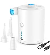 Portable Air Mattress Pump for Inflatables: 4000mAh USB Rechargeable Air Mattress Pump with 3 Noz...