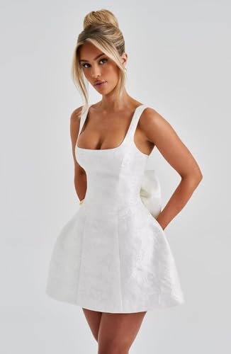 Embroidery Satin Bow Dress Homecoming Dresses for Teens 2025 Square Neck Mini Cocktail Gown A Line Short Prom Dress RO2754