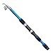 1.8M/6ft Telescopic Fishing Rod, Portable Short Sea Pole with MH Power and 6-17lb Line Weight, Fiberglass Recreational Rod, 1-Pack（Blue）