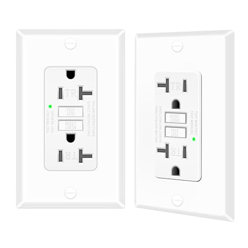 20A GFCI Outlet Tamper-Resistant Self-Test, 2 Pack ETL Listed White