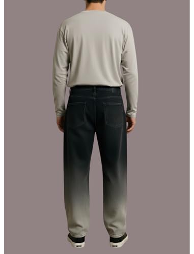 Image of Loose Fit Mid Rise Grey Men Denim Jeans