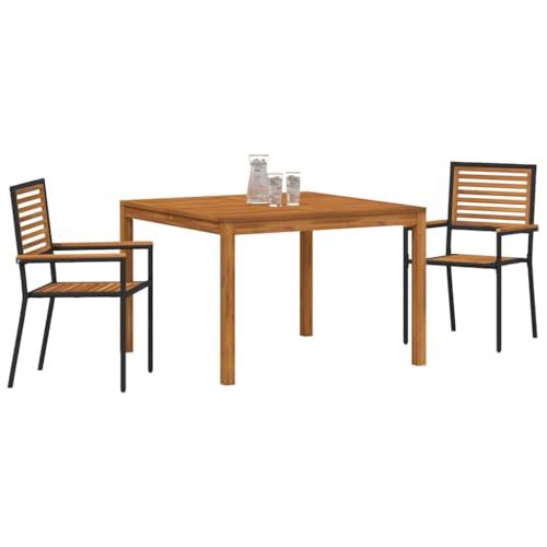 Ensemble repas extérieur gain de place avec chaises empilables noires
