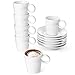 LE TAUCI 5oz Espresso Cups with Saucers, Set of 6, Pocerlain Stackable Demitasse Cups Perfect for Espresso Machine - Ristretto, Espresso, Lungo, White