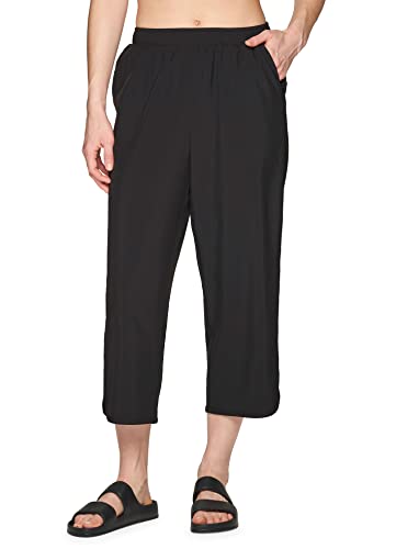 Rbx Women's Lightweight Quick Dry Relaxed Cropped Woven Pant Capri Black Xl #TOP2