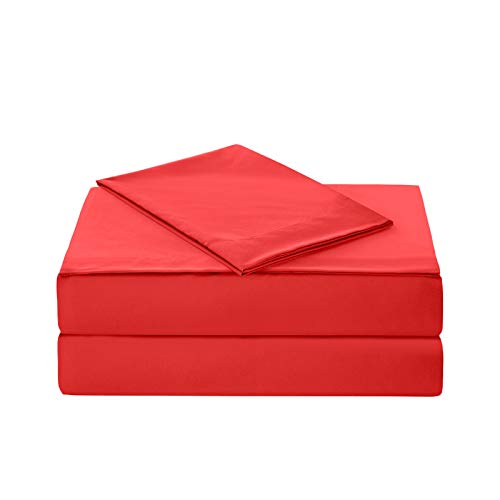 Artall Soft Microfiber Bed Sheet Set 3-Piece With Deep Pocket Bedding - Twin, Red #TOP1