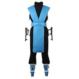 Mortal Kombat X Cosplay Sub-Zero Costume Vest Top Mask Outfit Battle Suit (Male L)