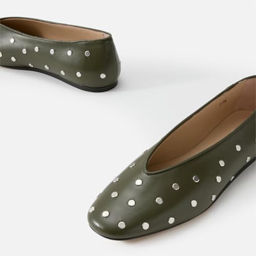 Studded Ballet Flats for Women Round Toe Low Heel Slip On Mary Jane Flat Comfortable Casual Ballerina Shoes2