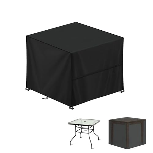 LAMUNI Funda Mesa Jardin Impermeable 80x80x80cm Funda Muebles Jardin Cuadrada Cubierta para Muebles de Jardin 420D Tela Oxford Cubierta de Mesa Exterior Funda Protectora Mesa, Anti Viento, Anti-UV