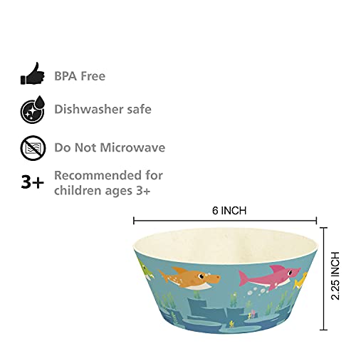Image of Zak Designs Baby Shark Dinnerware Set for Kids Includes 8 inch Plate, 6 inch Bowl, and 10oz Tumbler, Durable and Sustainable Melamine Bamboo Material (3-Piece Set)